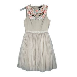 Needle & Thread Dress Womens XS Tan Beaded Balletcore Fairy‎ Feminine Wedding